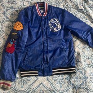 Billionaire Boys Club Blue Bomber Jacket with Embroidered Patches